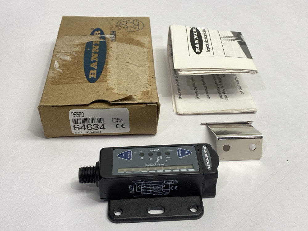 Banner R55FQ Fiber Optic Registration Mark Sensor R55 Color Mark 5-Pin M12 64634