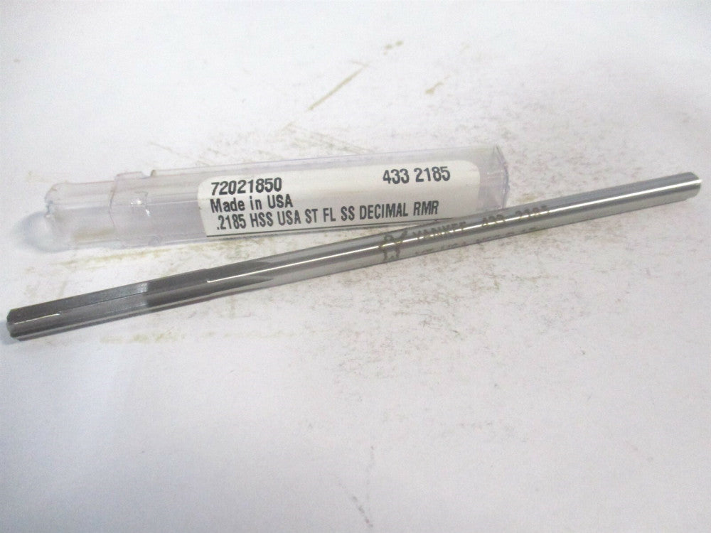 (433-0.2185) 0.2185" x 1-1/4" x 5" OAL 6-Flute Straight HSS RH Chucking Reamer 
