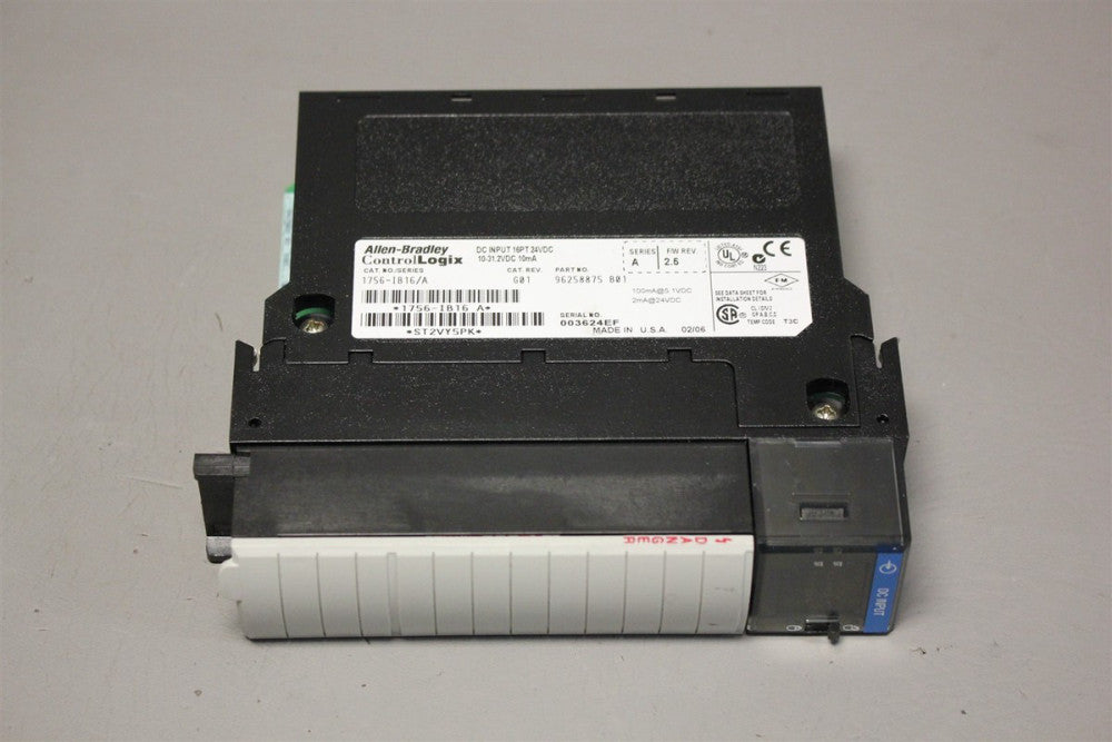 ALLEN BRADLEY CONTROLLOGIX DC INPUT 16PT 24VDC PLC MODULE 1756-IB16/A FW 2.5