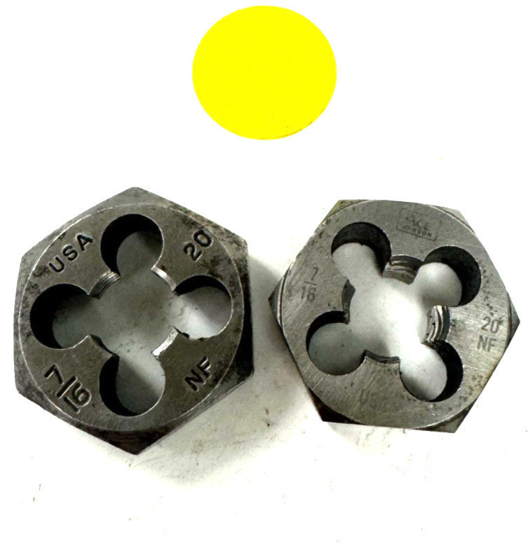 LOT OF 2 HEXAGONAL DIES 7/16" 20NF