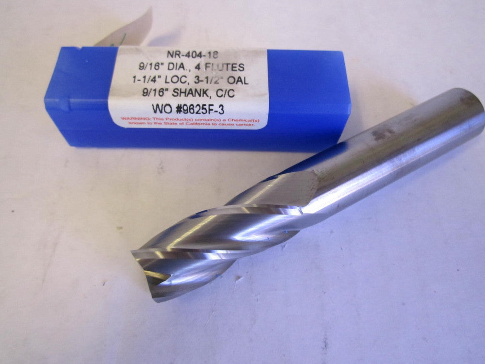 RobbJack NR-404-18 Square Carbide Endmill Mill Diameter: 9/16" 4-Flute New