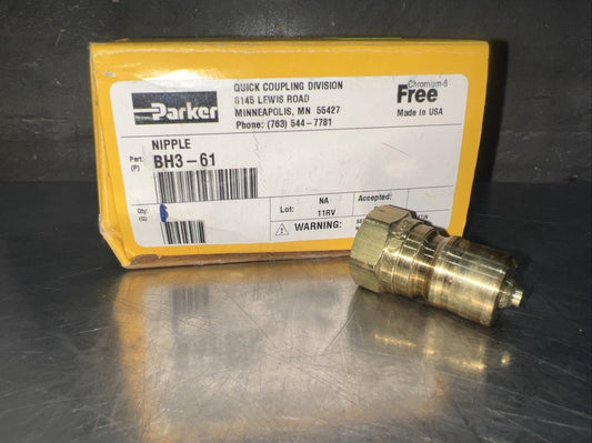 1pc. PARKER BH3-61 Quick Connect,Plug,3/8",3/8"-18 Nos Surplus