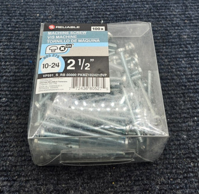 (100 PIECES) Reliable PKMZ1024212VP PKMZ Series Machine Screw, #10 Thread, 2-1/2