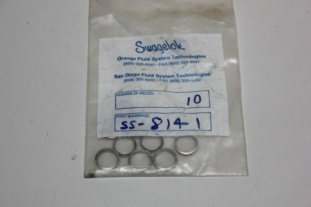 10 New Swagelok 1/2" Tube Fitting Nut Back Ferrule SS-814-1