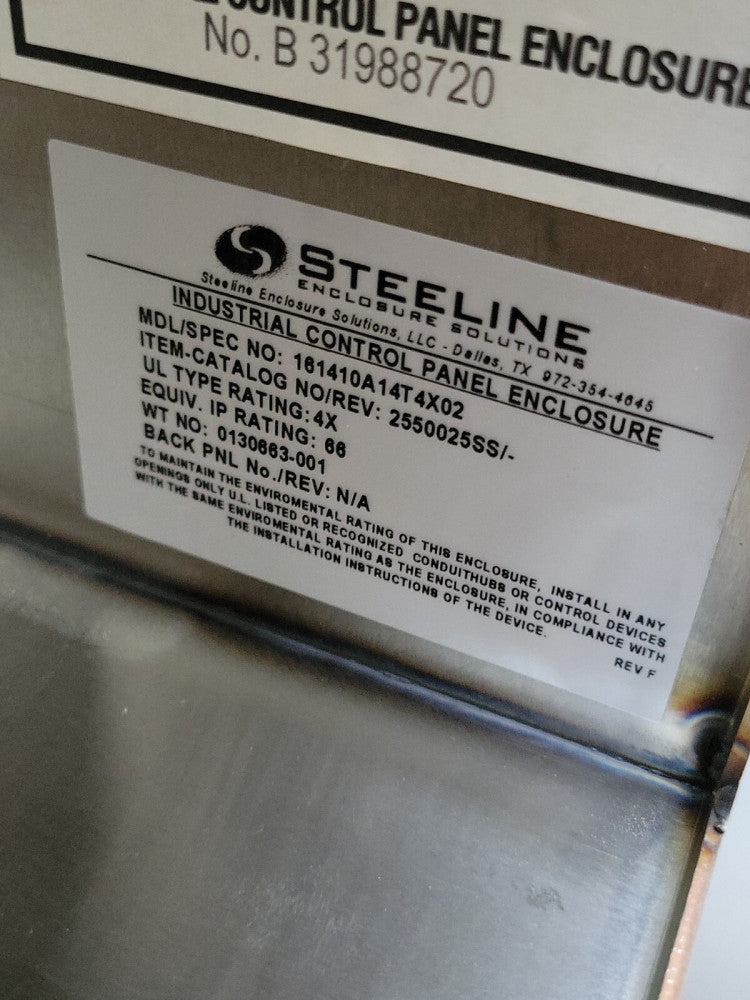 1 - NEW OLD STOCK STEELINE ENCLOSURE 161410A14t4X02 TYPE 4X 16 X 14 X 10