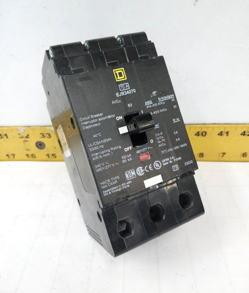 New Square D 70 Amp Bolt-On Circuit Breaker 480/277 VAC 3 Pole  EJB34070