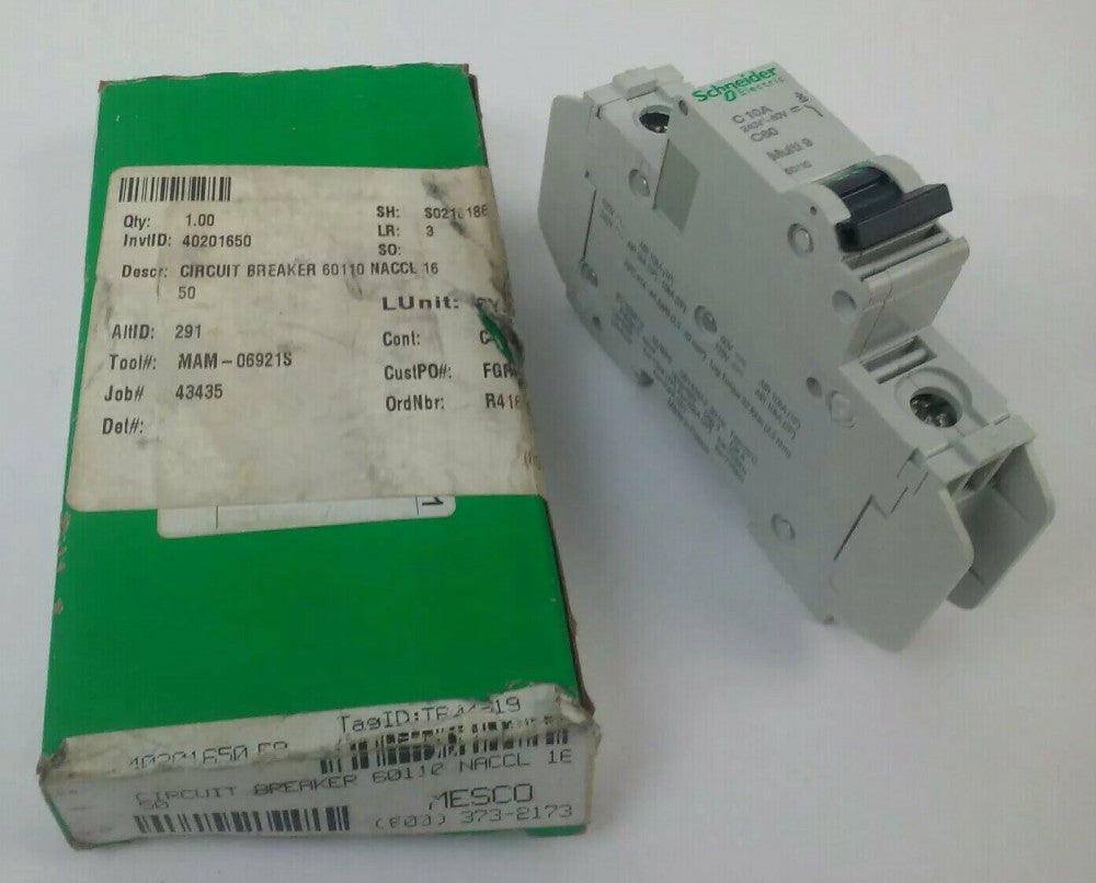 SCHNEIDER ELECTRIC 60110 MULTI 9 C60 BREAKER 1P 10A 240VAC~ 60VDC 