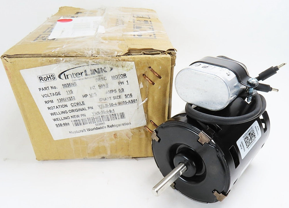 InterLINK YSLB-50-4-B005-AS01 Evaporator Fan Motor 1/15hp 1300/1550rpm 115V NIB