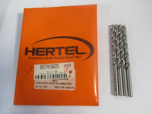 (85703825) #5 x 2-1/2" x 3-3/4" OAL 118° HSS Spiral Jobber Drill - Pack of 4