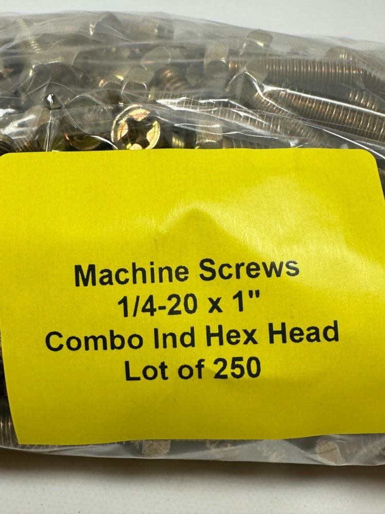 TW INTL Machine Screws Combo Ind. Hex Head Yellow Zinc 1/4.20-1" (Bag of 250)