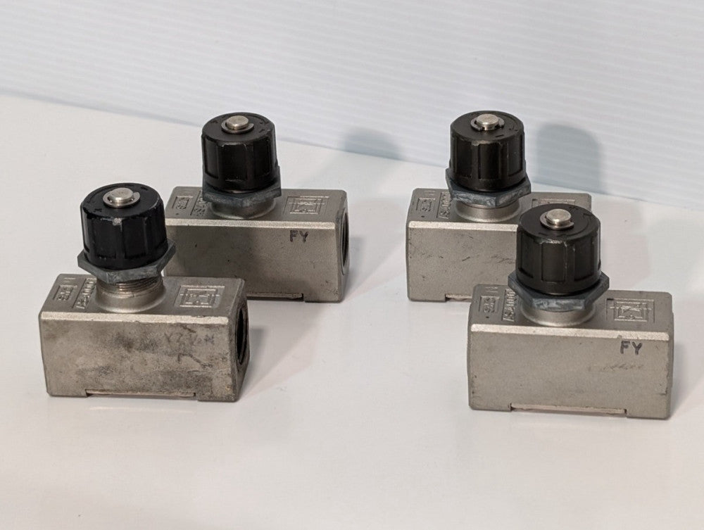Lot of 4: SMC AS4000 Flow Control Valves, In-Line, Speed Control, Air Regulator