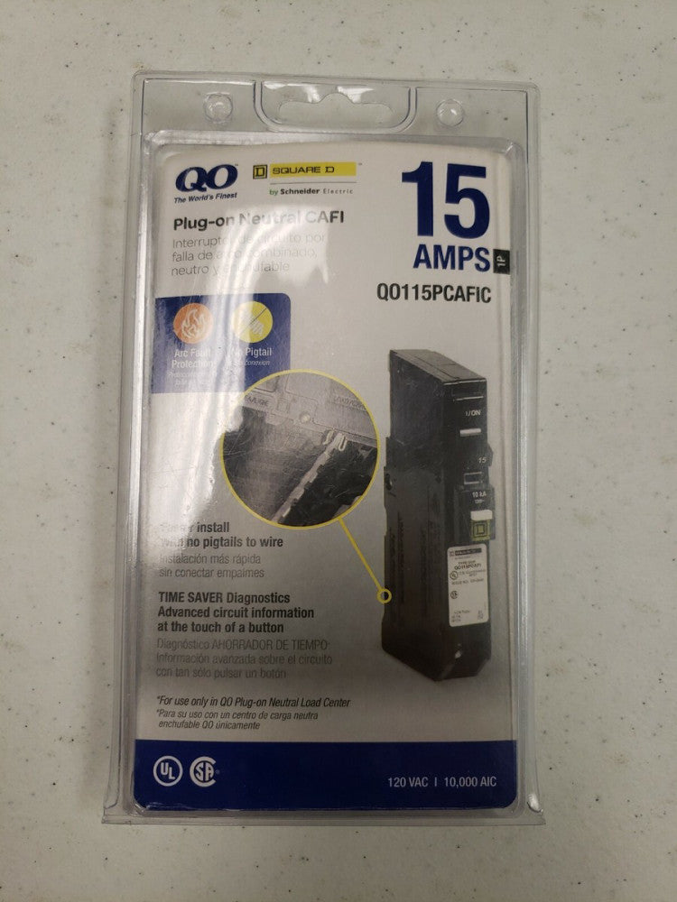 Square D QO115PCAFIC 15 A Single Pole 120V Arc Fault Protection Circuit Breaker