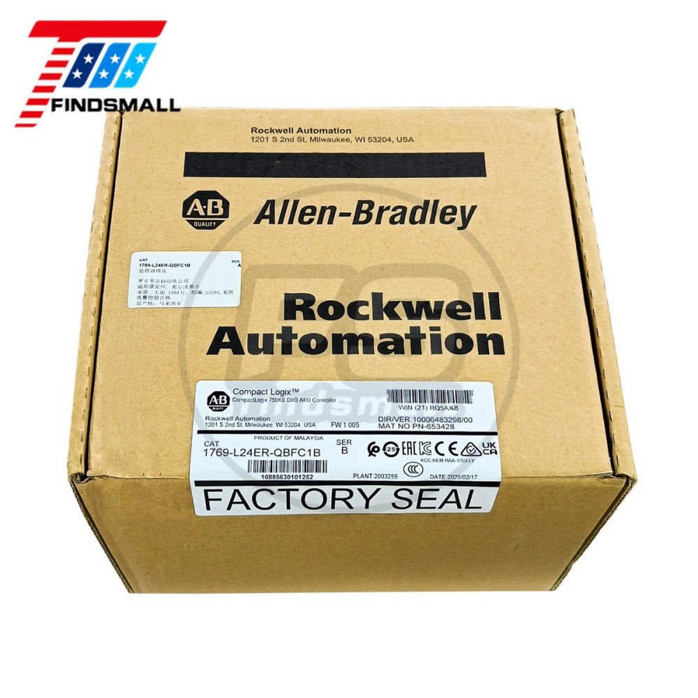 2025 US Sealed Allen-Bradley 1769-L24ER-QBFC1B /B CompactLogix 750KB Controller