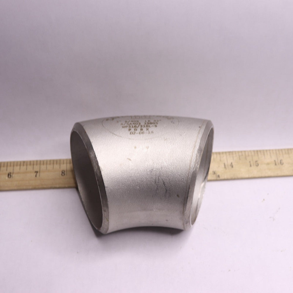 Taylor Forge Butt Weld Long Radius 45-Deg Elbow Sch 40 316 Stainless Steel 3" 