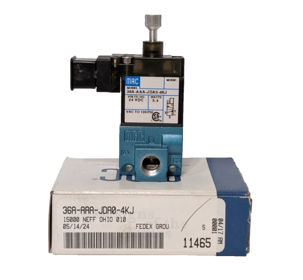 MAC Valves 36A-AAA-JDA0-4KJ Solenoid Valve 24 VDC , 5.4 W, 120 PSI Max
