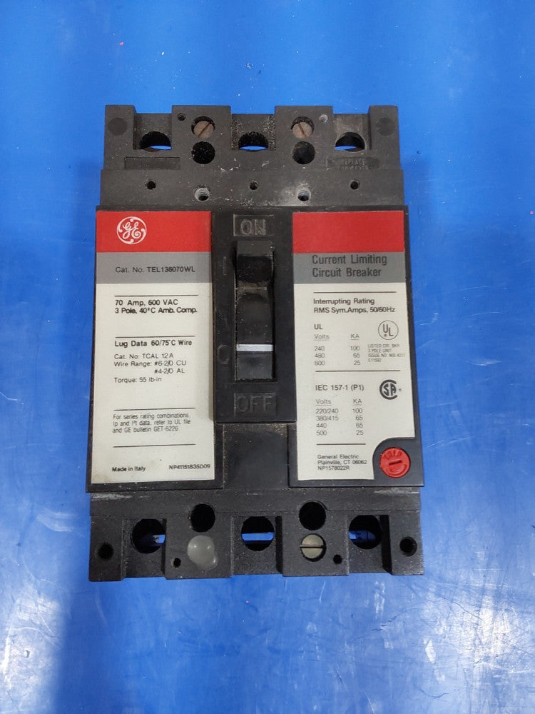 G.E TEL136070WL 70A Circuit Breaker 480/600V 3 Pole 70 Amp