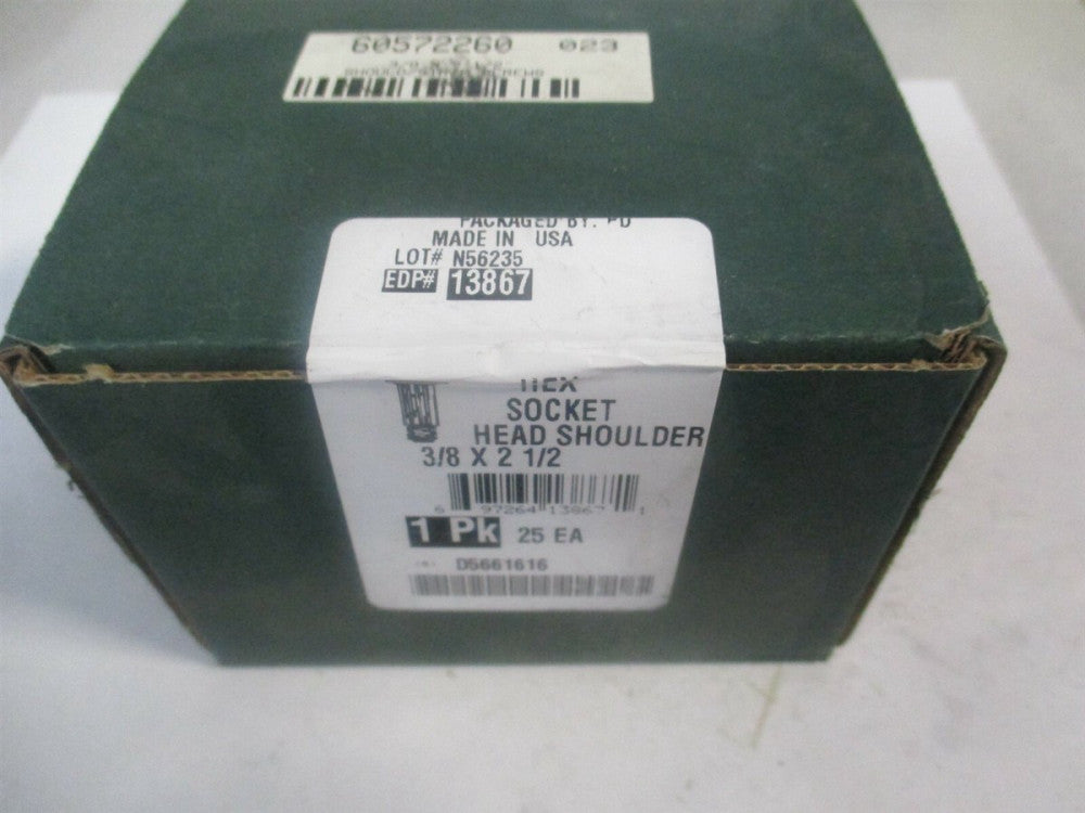 (12867) 3/8" x 2-1/2" 5/16-18 UNC Alloy Steel Hex Socket Shoulder Screw - Qty 25
