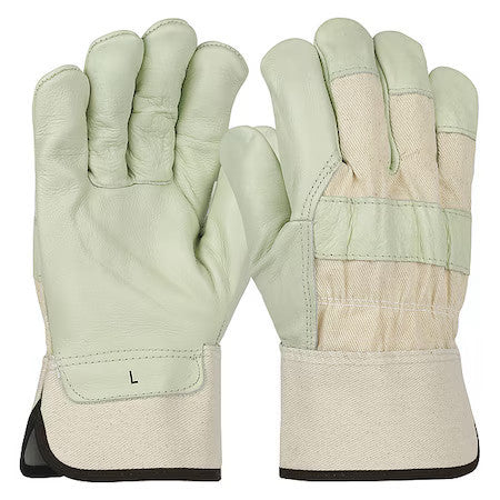 Pip 5000 Leather Gloves, Cowhide, Safety Cuff, Wing Thumb, Full Finger,