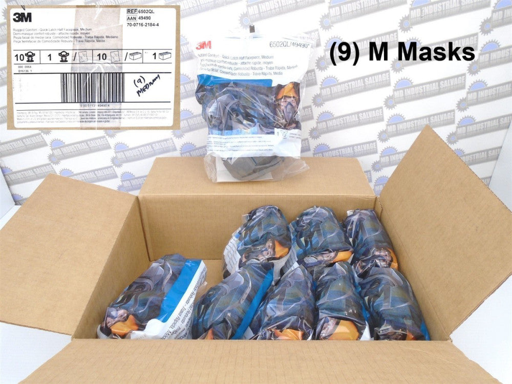 (9 Pcs) 3M - 6502QL / 49490 - Medium QUICK LATCH Half Face REUSABLE RESPIRATOR 