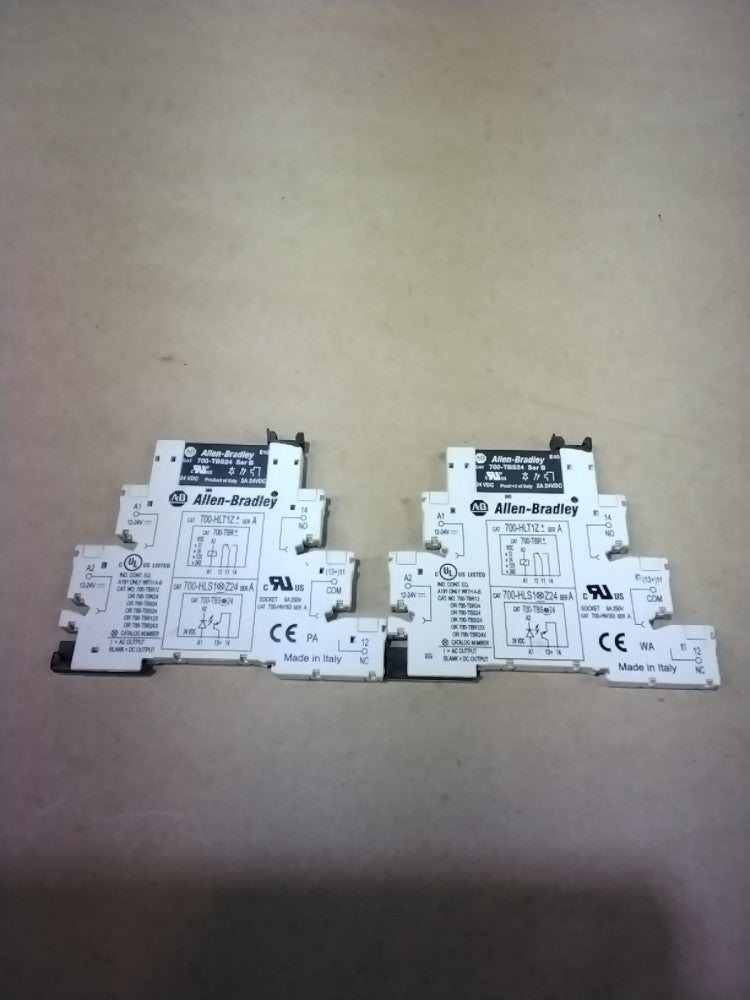Allen-Bradley 700-HLT1Z Ser A Terminal Block Relay W/700-TBS24 Ser B, Lot Of 2