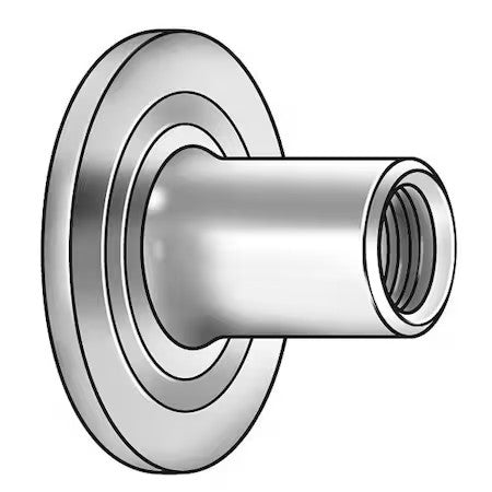 Zoro Select 1Lac2 Round Weld Nut, #6-32, Steel, 1/64 In Ht, 100 Pk