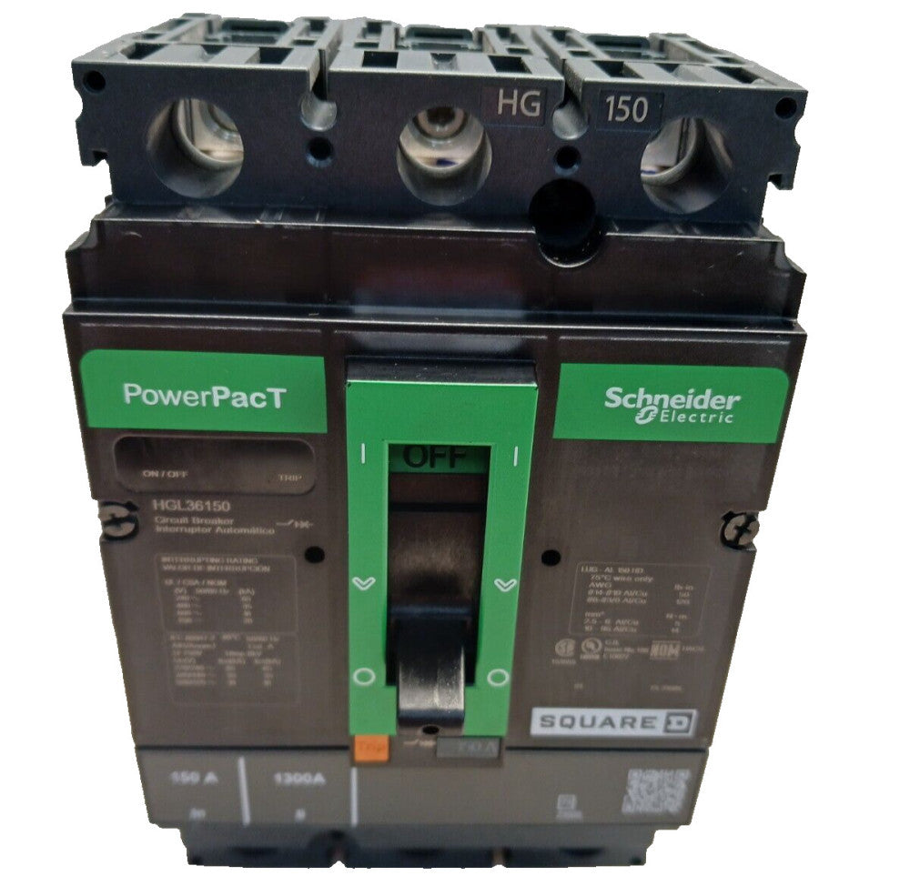NEW SQUARE D 150 AMP POWERPACT CIRCUIT BREAKER 3P 600 VAC HGL36150