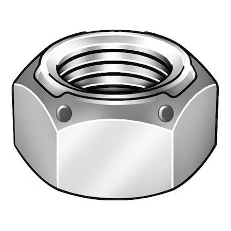 Zoro Select 4Vpk6 Top Lock Distorted Thread Lock Nut, 5/8"-11, Steel, Grade 8,