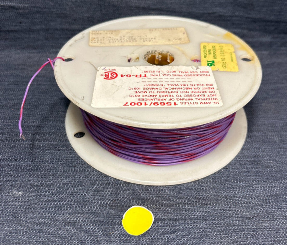 22-AWG VIOLET/RED STRIPED HOOK-UP WIRE 800FT TINNED COPPER