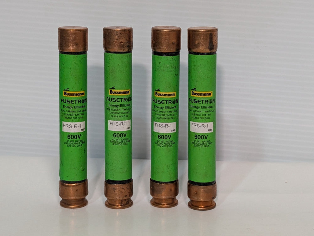 Lot of 4 Bussman Fusetron FRS-R-1-A ND80-70 Fuses Class RK5 Time Delay 1A 600VAC
