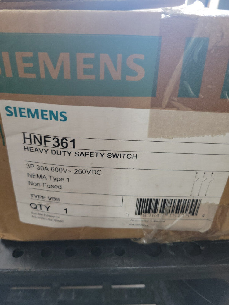 Siemens HNF361 New  Single Throw Heavy Duty Safety Switch 3p 30a 600v-250vdc