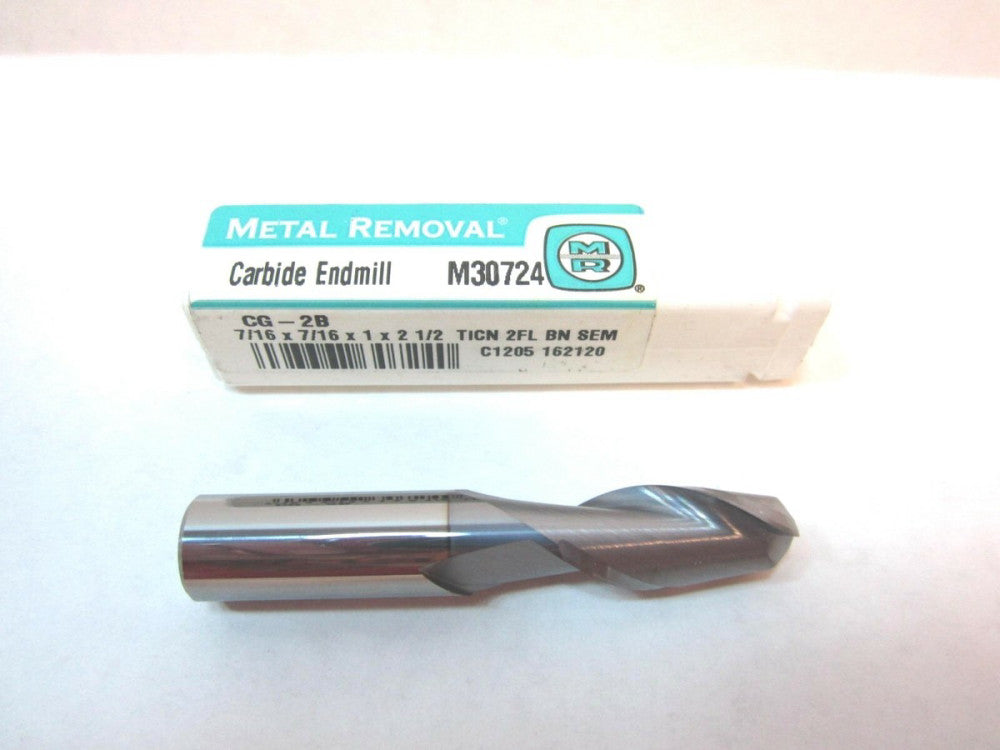 Metal Removal (M30724) 7/16" Carbide 2F Ball End Mill 7/16 x 1 x 7/16 x 2-1/2