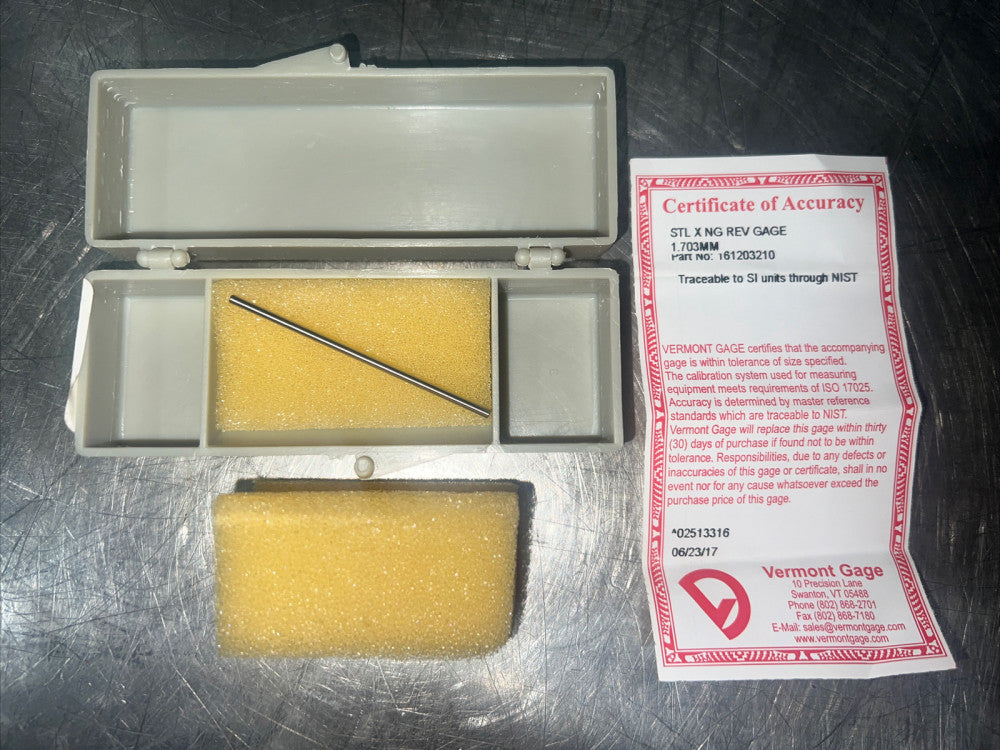 Vermont Gage STL X NG REV GAGE 1.703 MM Nos Surplus