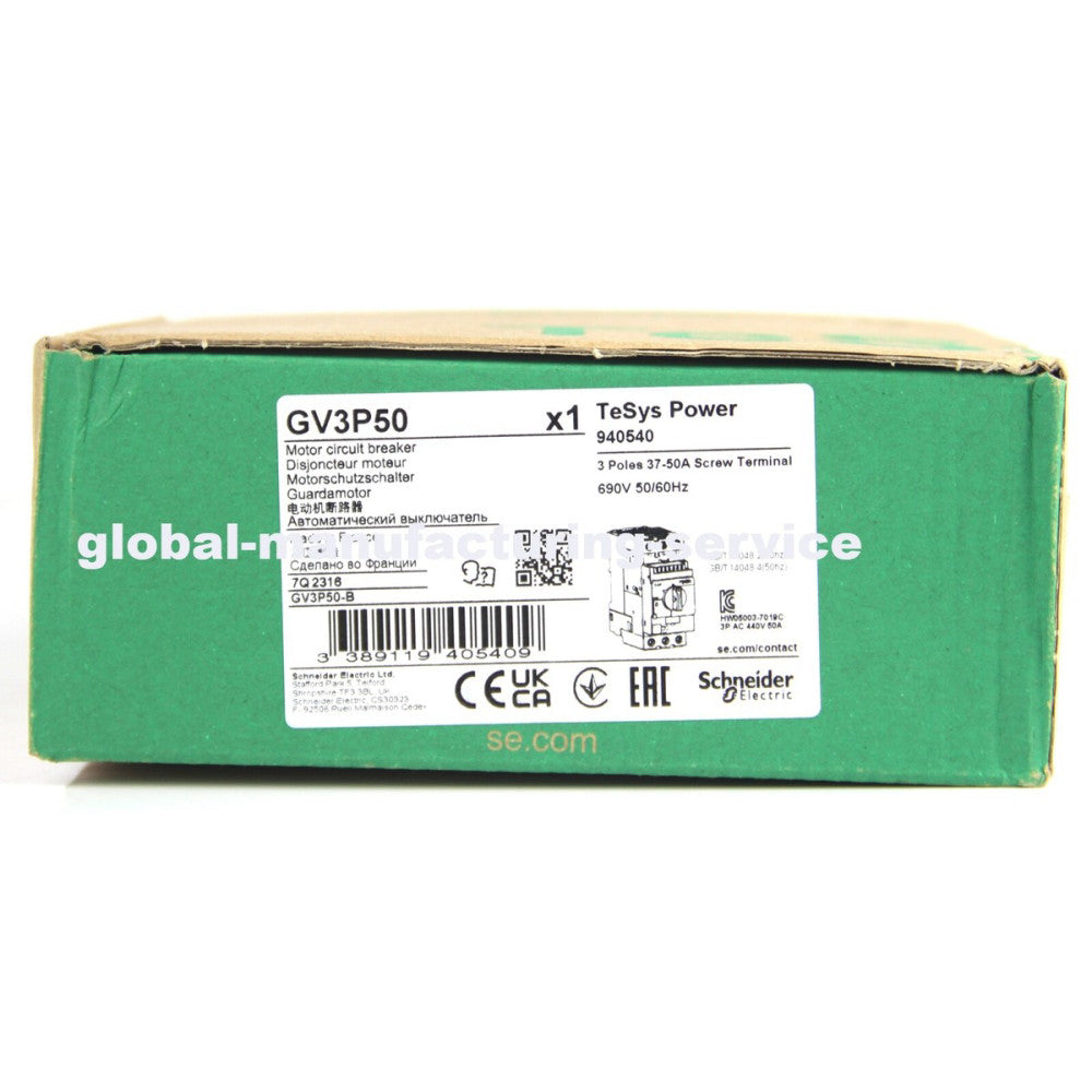 Schneider Electric GV3P50 TeSys GV3 Circuit Breaker Thermalmagnetic 37-50A NEW