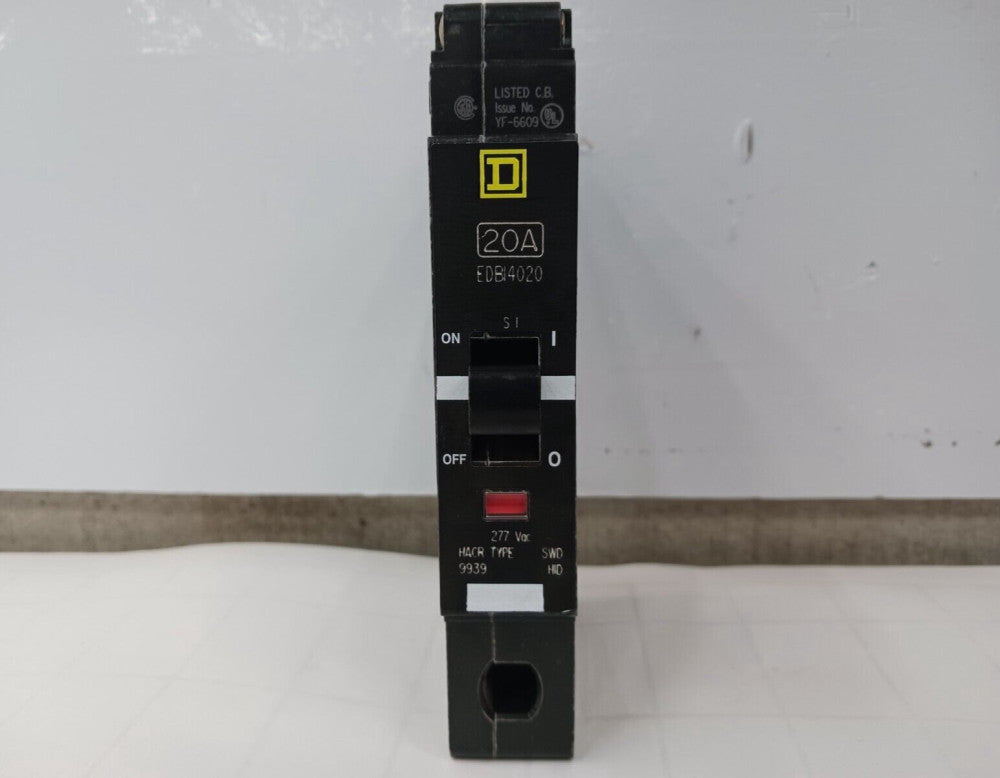 SQUARE D 20 AMP CIRCUIT BREAKER 1 POLE 277 VAC EDBI4020