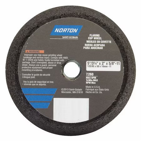 Norton Abrasives 66253479679 Flaring Cup Grinding Wheel,Type 11