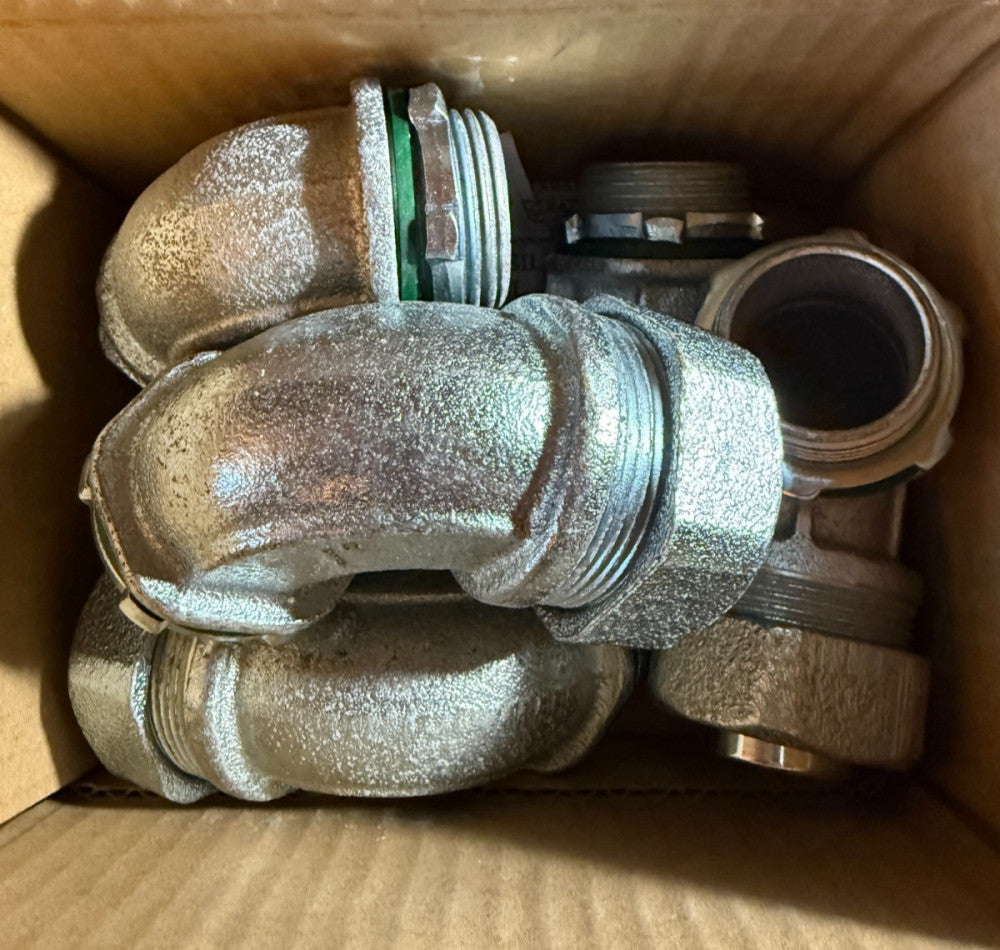 (Box of 5) Bridgeport 472-SLT 1" 90 Deg Liquid-Tight Connector for Metal LT