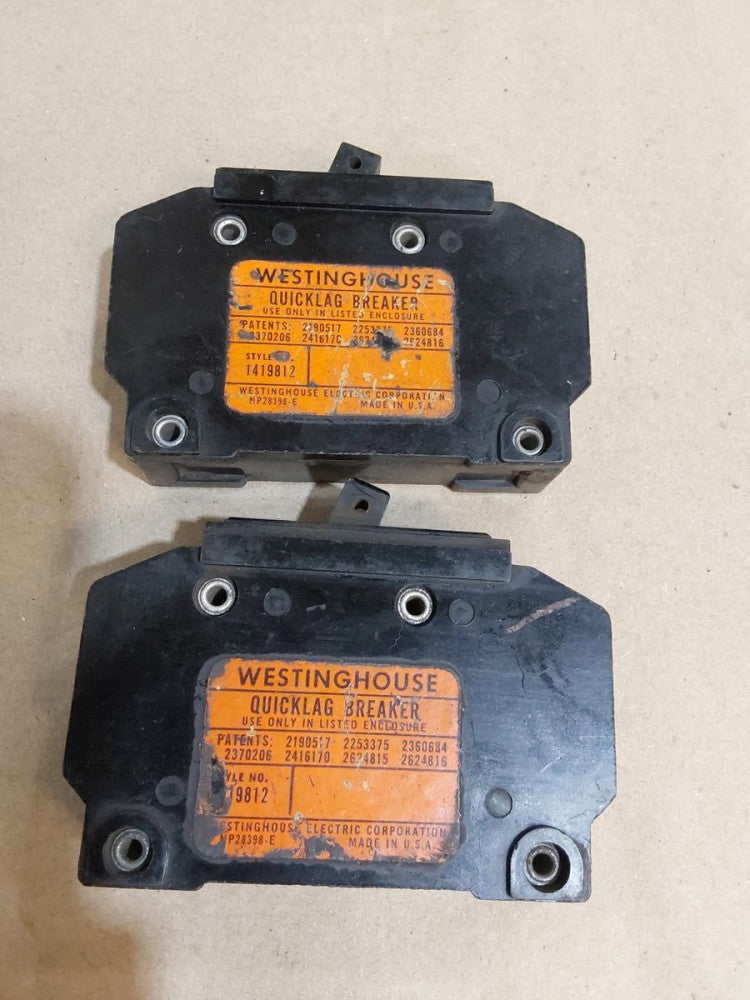 WESTINGHOUSE 1419812 15A SINGLE POLE QUICKLAG BREAKER, Lot Of 2