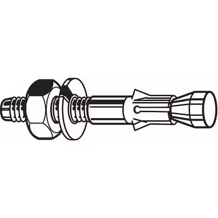 Zoro Select B70411.050.0375 Wedge Anchor, 1/2" Dia., 3-3/4" L, Steel Zinc