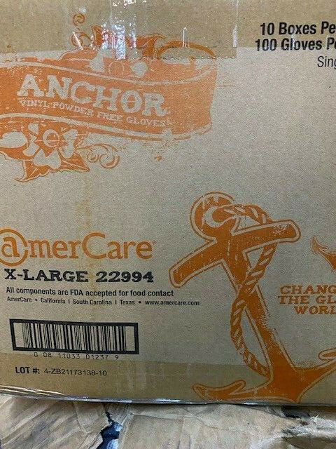 (Case of 1,000) Anchor Powder-Free Vinyl General-Purpose Gloves Natural, X-Large
