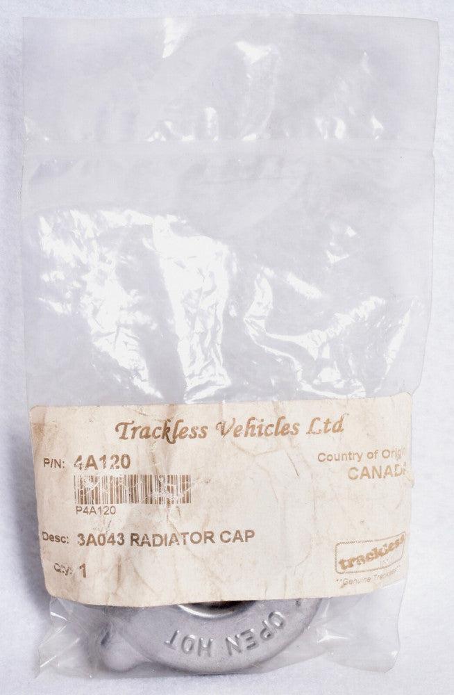Trackless Vehicles Radiator Cap  4A120  Factory Sealed