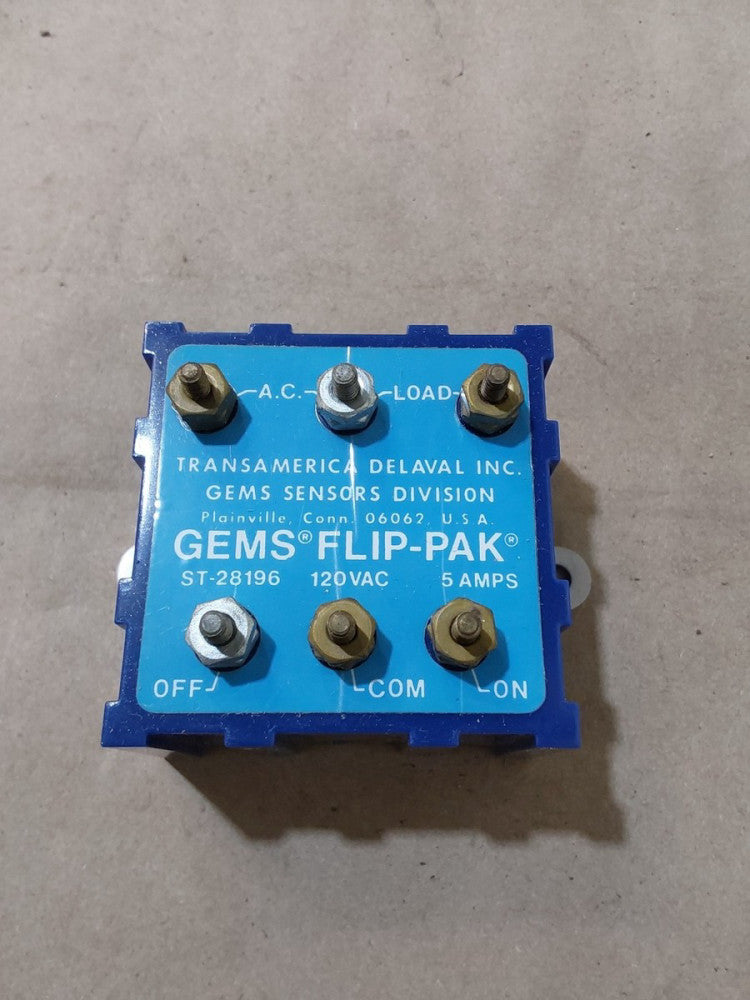  GEMS SENSORS ST-28196 Flip-Pak Relay 120VAC 5Amp