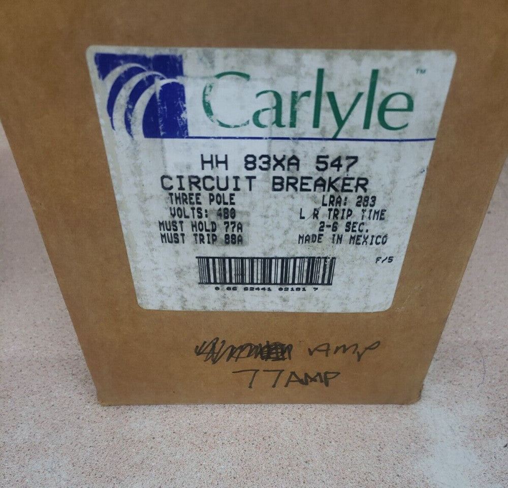 CARLYLE HH83XA547 Circuit Breaker Hold Amp 77A Trip Amp 88A, 480V ~ HH 83XA 547