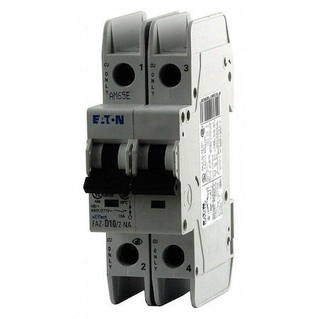 Eaton Faz-D10/2-Na Iec Miniature Circuit Breaker, Faz-Na Series, 10A, 2 Pole,