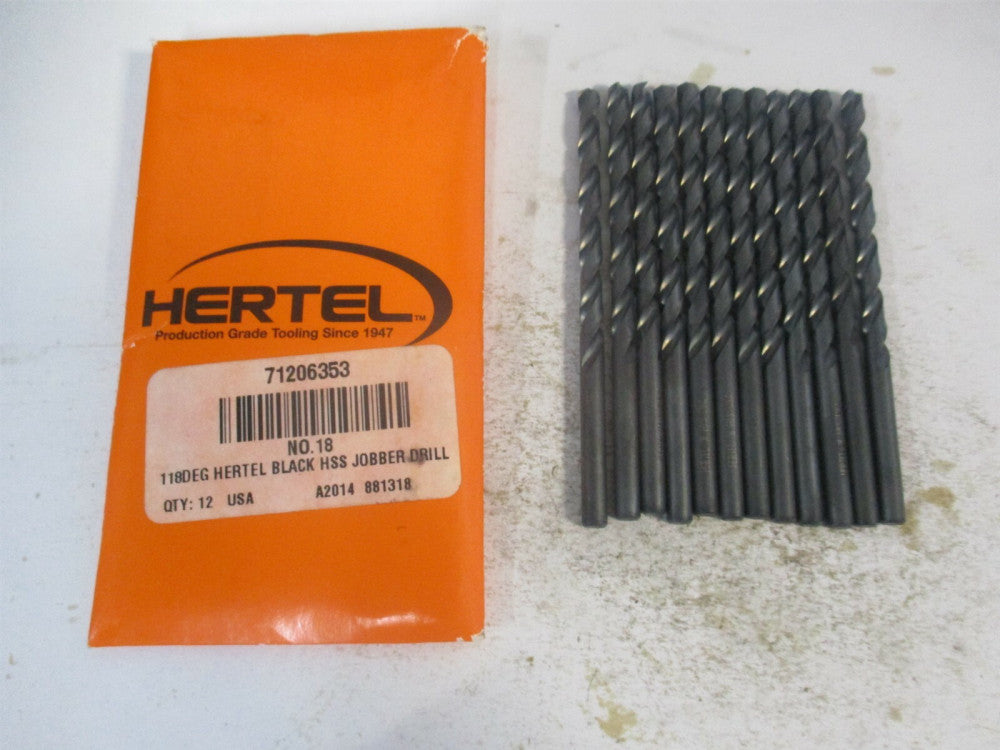 (71206353) #18 2-1/8" x 3-1/4" OAL 118° High Speed Steel Jobber Drill - Qty 12