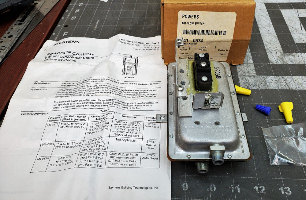 Siemens Powers 141-0574 .05 To 1.0” WC Airflow Switch Auto Reset [A5B1]