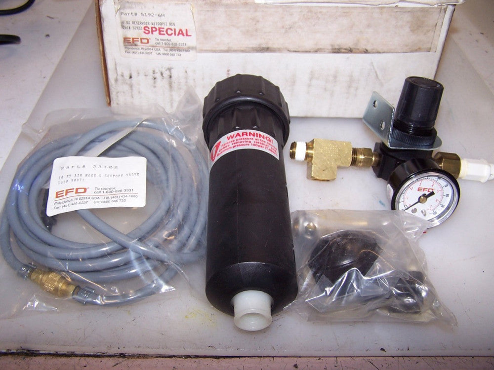 NEW EPD 6 OZ RESEVOIR W/ 100 PSI REGULATOR 10FT AIR HOSE & SHUTOFF VALVE  5192-H