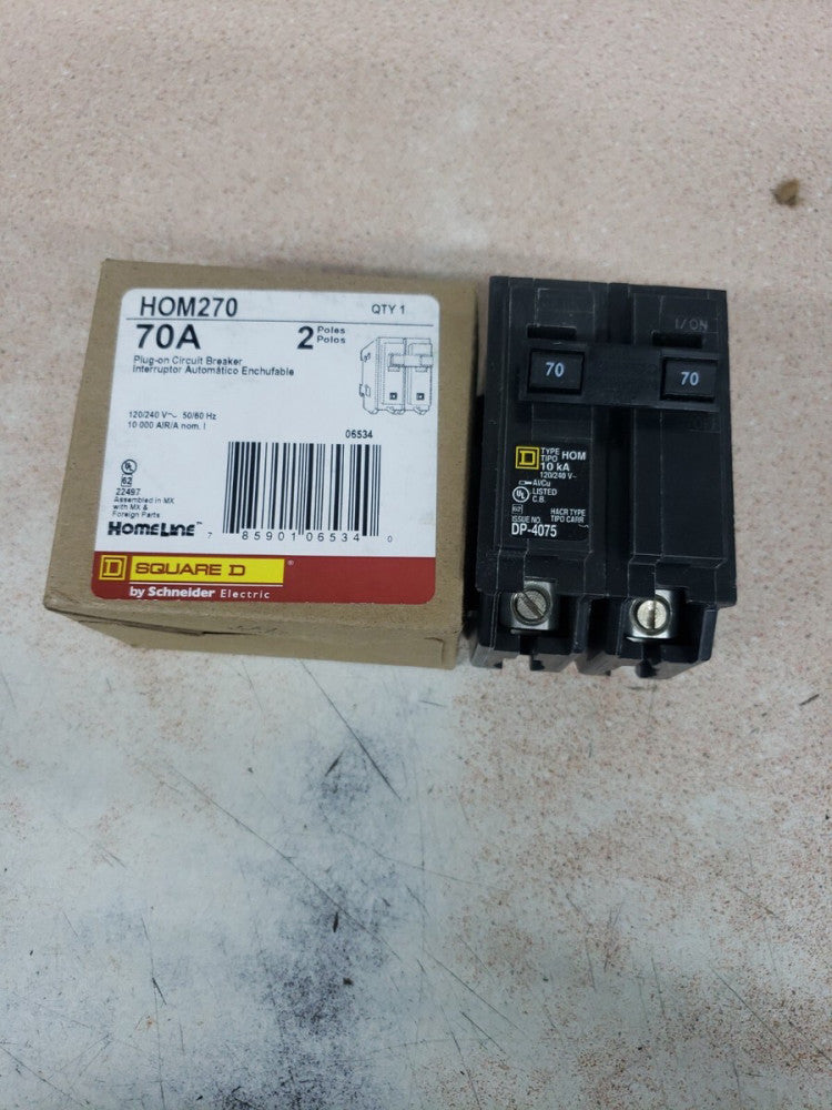 1- NEW Square D Homeline HOM270 Amps Plug In 2-Pole Circuit Breaker  120/240 V