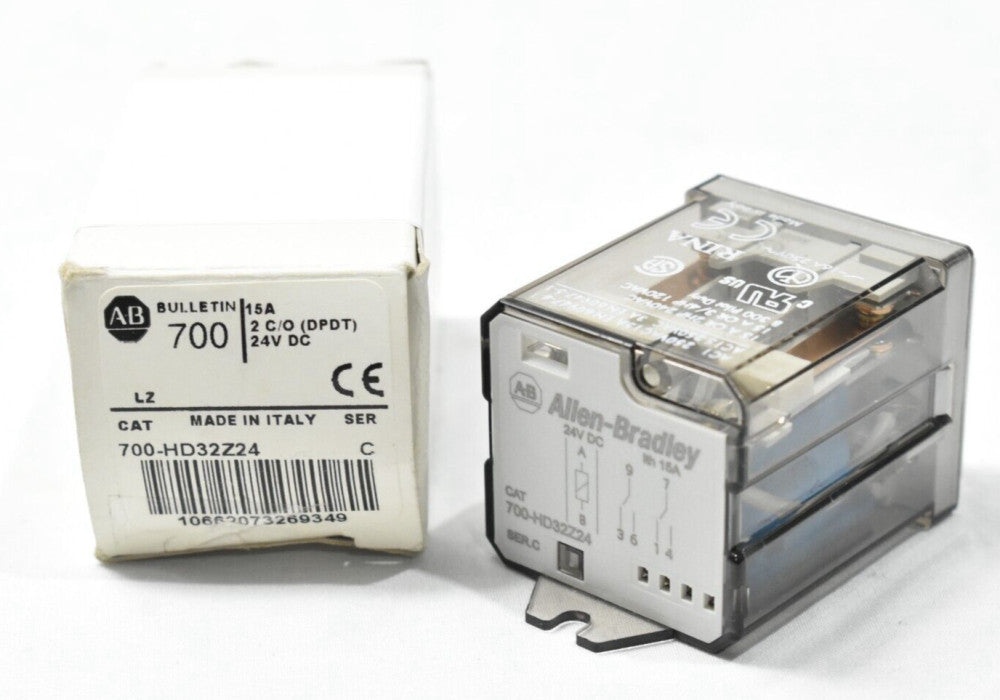 Allen Bradley 700-HD32Z24 Ser. C Relay 8-Blade, 24VDC 15A, DPDT  (Out of Box)