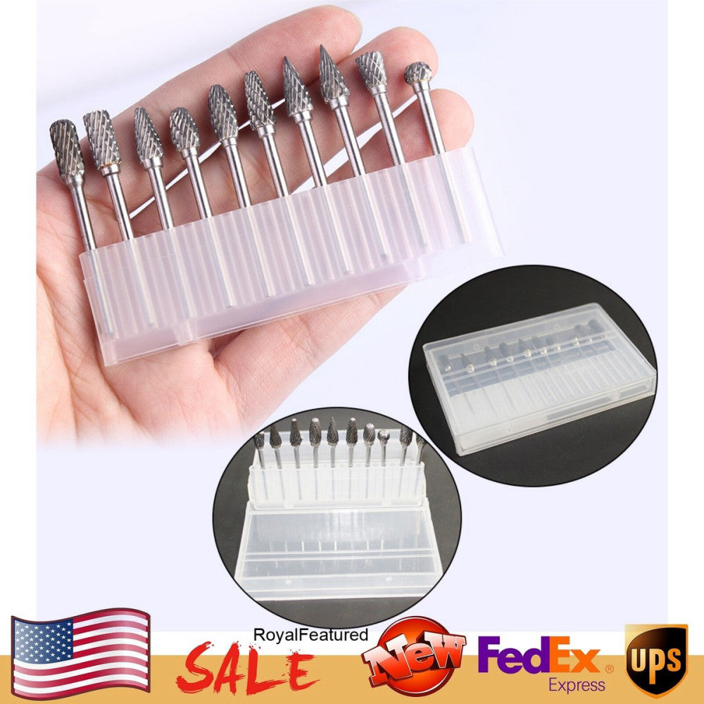10 PCS Tungsten Carbide Dental Acrylic Bur Drill 2.35mm for Teeth Handpiece USA
