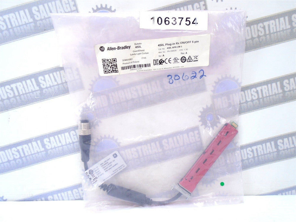 ALLEN BRADLEY 450LAPRON5 - M12 5-Pin On/Off Receiver Plug-In GUARDSHIELD 450L-B